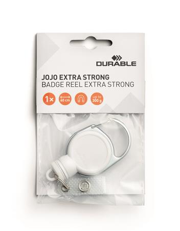Azonosítókártya-tartó, kihúzható, patentos, DURABLE "Extra strong", fehér - Image 2