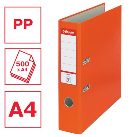 Iratrendező, 75 mm, A4, PP/karton, élvédő sínnel, ESSELTE "Economy", narancssárga - Image 2