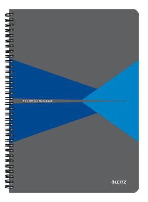 Spirálfüzet, A4, vonalas, 90 lap, PP borító, LEITZ "Office", szürke-kék