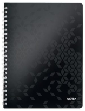 Spirálfüzet, A4, vonalas, 80 lap, LEITZ "Wow", fekete