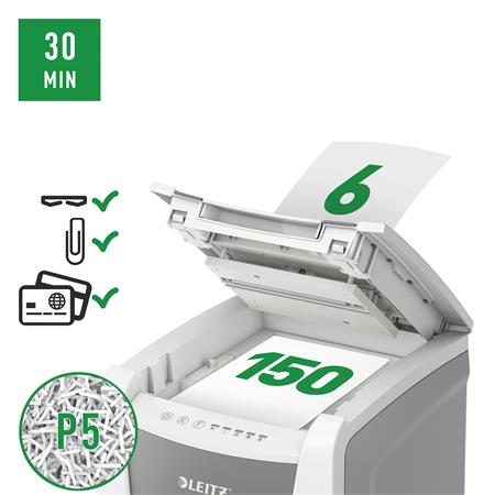 Iratmegsemmisítő, mikrokonfetti, 150 lap, LEITZ "IQ AutoFeed Office 150 P5 Pro" - Image 5