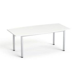 Tárgyalóasztal, íves, szürke fémlábbal, 80/95x190 cm, MAYAH "Ajándékdom SV-43", fehér