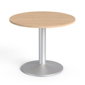 Tárgyalóasztal, kör, szürke fémlábbal, O 90 cm, MAYAH "Ajándékdom SV-58", tölgy