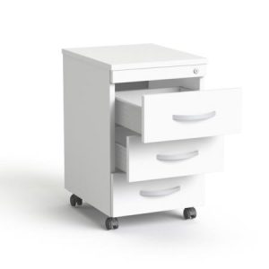 Görgős konténer, 3 fiókos, MAYAH "Ajándékdom SV-18", fehér