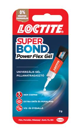 Pillanatragasztó gél, 2 g, HENKEL "Loctite Super Bond Power Flex Gél"