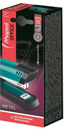 Tűzőgép, 24/6, 26/6, 20 lap, MAPED "Essentials Half-Strip", türkiz