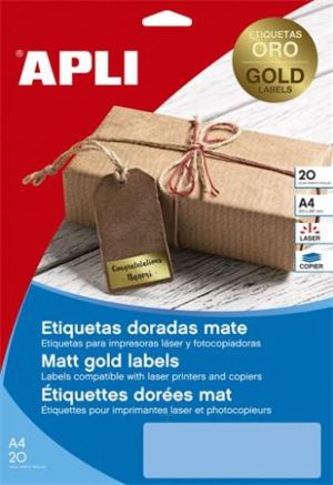 Etikett, lézernyomtatókhoz és fénymásológépekhez, 45,7x21,2 mm, APLI, matt, arany színű, 960 etikett/csomag