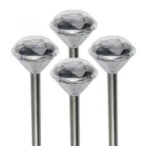 Kerti lámpa szett, napelemes, 4 db, HOME, króm