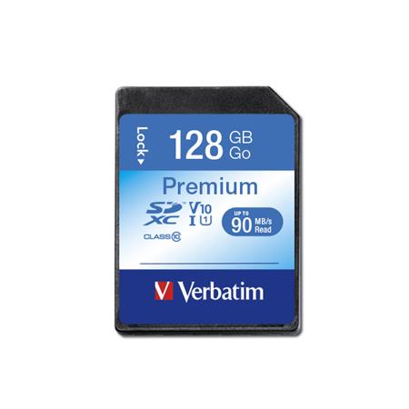 Memóriakártya, SDXC, 128GB, CL10/U1, 90/10 MB/s, VERBATIM "Premium" - Image 2