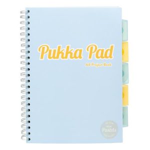 Spirálfüzet, A4, vonalas, 100 lap, PUKKA PAD "Pastel project book", vegyes szín