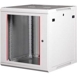 Rack szekrény, fali, 19", 12U, lapraszerelt, LANDE "PROlineB", szürke
