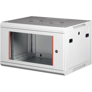 Rack szekrény, fali, 19", 6U, lapraszerelt, LANDE "PROlineB", szürke