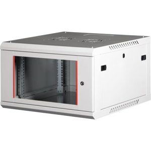 Rack szekrény, fali, 19", 6U, lapraszerelt, LANDE "PROlineB", szürke