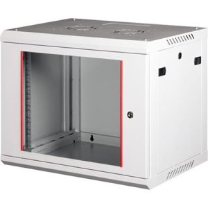 Rack szekrény, fali, 19", 9U, lapraszerelt, LANDE "PROlineB", szürke