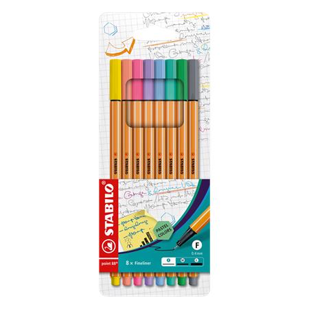Tűfilc készlet, 0,4 mm, STABILO "Point 88", 8 pasztell szín - Image 2