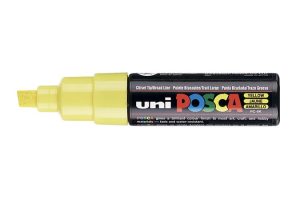 Dekormarker, 8 mm, vágott, UNI "Posca PC-8K", sárga