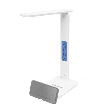 Asztali lámpa, LED, szabályozható, Qi töltővel, USB, HOME, fehér - Image 2