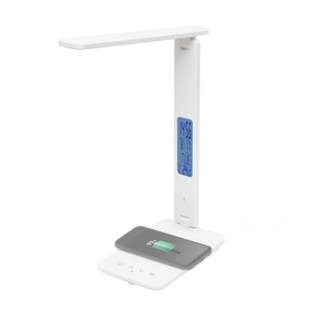 Asztali lámpa, LED, szabályozható, Qi töltővel, USB, HOME, fehér - Image 3