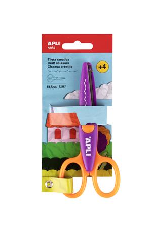 Olló, kreatív, ívelt, APLI Kids "Curved", lila-narancssárga