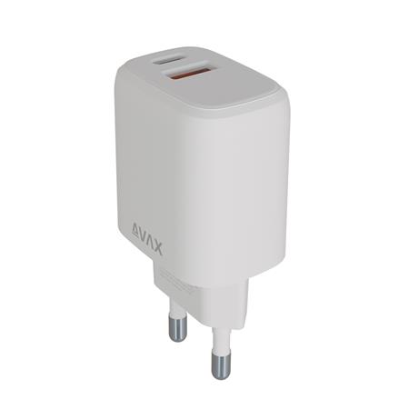 Hálózati töltő, USB-A + USB-C, 12W, AVAX "CH312W Speedy", fehér - Image 4
