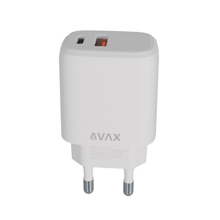 Hálózati töltő, USB-A + USB-C, 12W, AVAX "CH312W Speedy", fehér - Image 5
