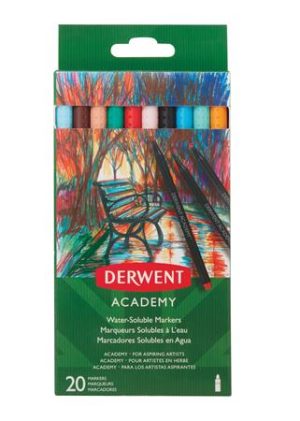 Tűfilc készlet, DERWENT "Academy", 20 különböző szín