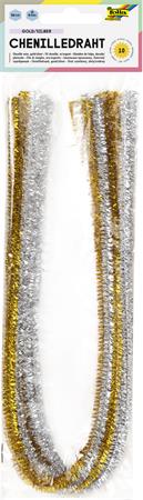 Zseníilia drót, 50 cm, FOLIA, arany-ezüst