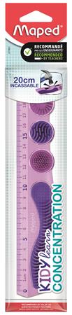 Vonalzó, műanyag, 20 cm, MAPED "Kidy Learn Concentration", lila