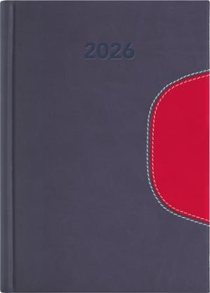 Naptár, tervező, A5, napi, DAYLINER "Memphis", szürke-piros