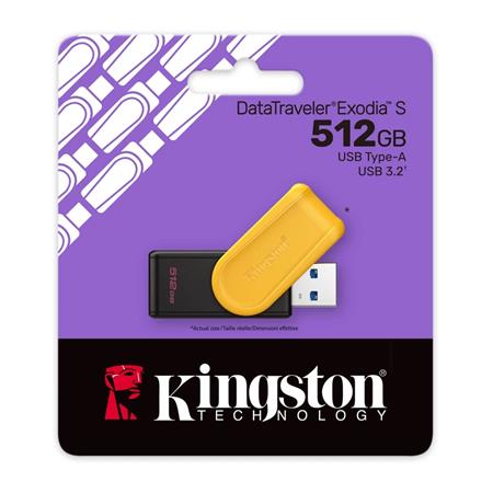 Pendrive, 512GB, USB 3.2 Gen1, KINGSTON "DataTraveler Exodia S", fekete-sárga - Image 3