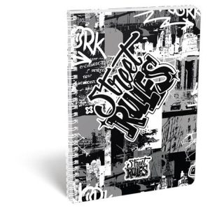 Spirálfüzet, A4, kockás, 70 lap, LIZZYSULI, "Street Rules"