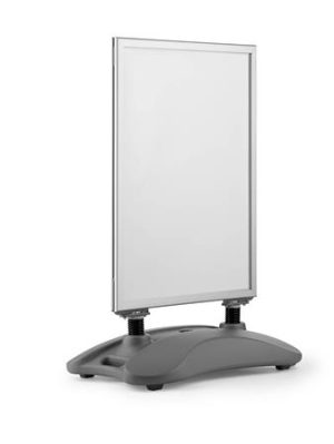Megállító tábla, poszteres, talppal, A1, DURABLE "Heavy Base Outdoor", ezüst