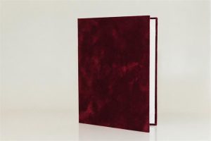 Oklevéltartó, A5, exkluzív, plüss, 1 db  fekvő, A4-es oklevélhez, bordó