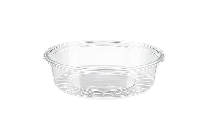 Műanyag öntetes tál, 50 ml, 75 mm átmérő, 100 db, víztiszta
