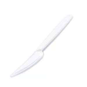 Kés, műanyag, többször használatos, 18 cm, 50 db "Premium", fehér