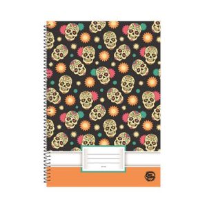 Spirálfüzet, A4, sima, 70 lap, OPTISCHOOL, "Skull"