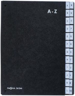 Rendszerező mappa, asztali, karton, A4, 24 rekeszes, A-Z, PAGNA "Classic", fekete