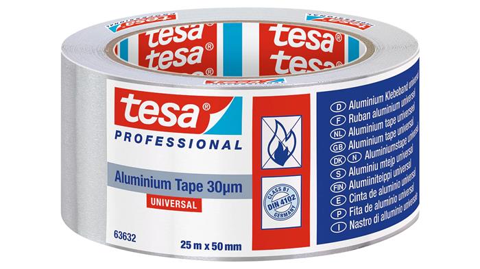 Alumínium szalag, 50 mm x 50 m, TESA® "Professional 63632", ezüst