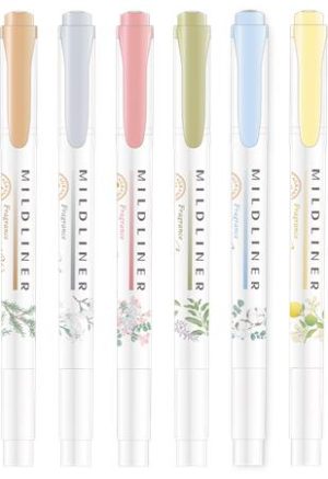 Szövegkiemelő készlet, 1,4/4 mm, kétvégű, ZEBRA "Mildliner Scented Fragrance", 6 különböző szín