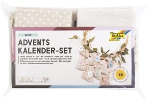 Adventi naptár, tasakos, textil, FOLIA "Basic", karácsonyi motívum