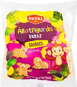 Banános keksz, gyerekeknek, 160 g, DETKI, állatfigurás