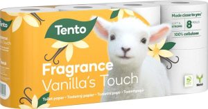 Toalettpapír, 3 rétegű, kistekercses, 8 tekercs, TENTO "Vanilla`s Touch", fehér