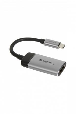 Adapter, USB-C/HDMI, 4K, VERBATIM, alumínium-fekete