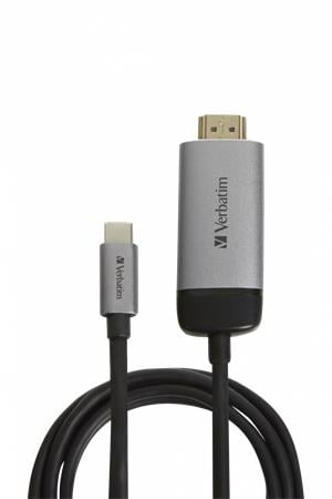 Adapter, USB-C/HDMI, 4K, kábellel, VERBATIM, alumínium-fekete