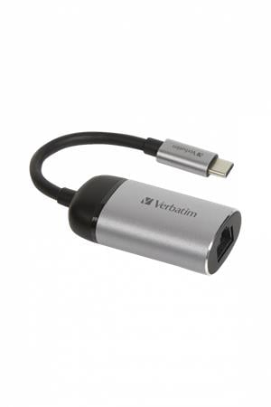 Adapter, USB-C/Gigabit Ethernet, VERBATIM, alumínium-fekete