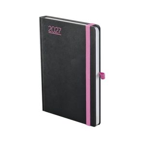 Naptár, tervező, A5, napi, TOPTIMER, "Nero", fekete-pink