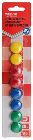 Mágneskorong, 20 mm, 8 db, OFFICE PRODUCTS, vegyes színek
