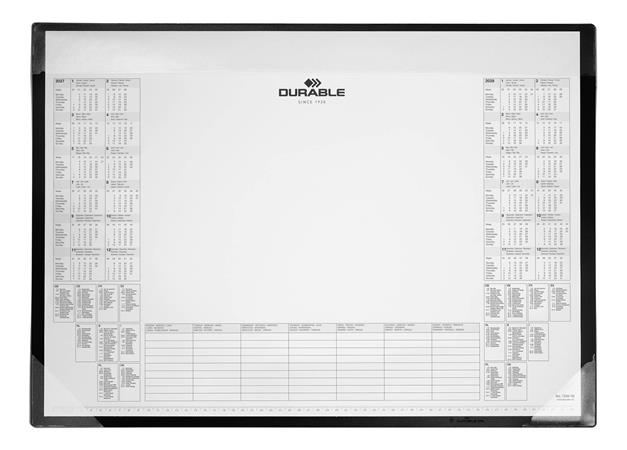Könyökalátét, 600x430 mm, PP, éves naptárral, DURABLE, fekete
