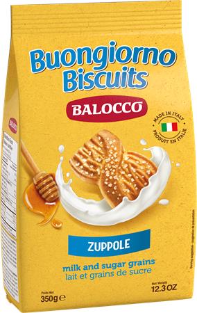 Reggeliző keksz, 350 g BALOCCO "Zuppole", tej- és barna cukordarabos