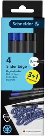 Golyóstoll készlet, 0,7 mm, nyomógombos, SCHNEIDER "Slider Edge XB", fekete